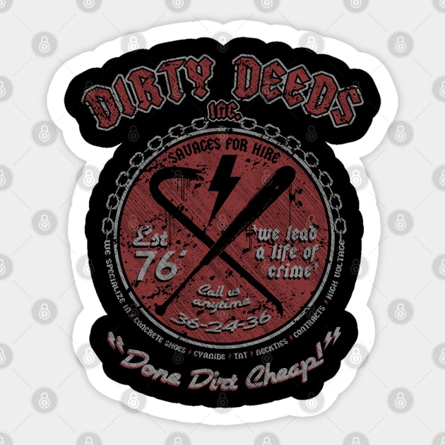 DIRTY DEEDS Sticker by joeyjamesartworx